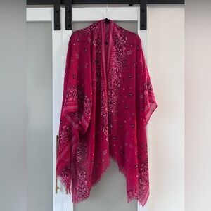Western meets BOHO Red Paisley Kimono Shawl